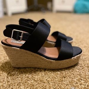 Steve Madden black wedge sandal in size 9.5